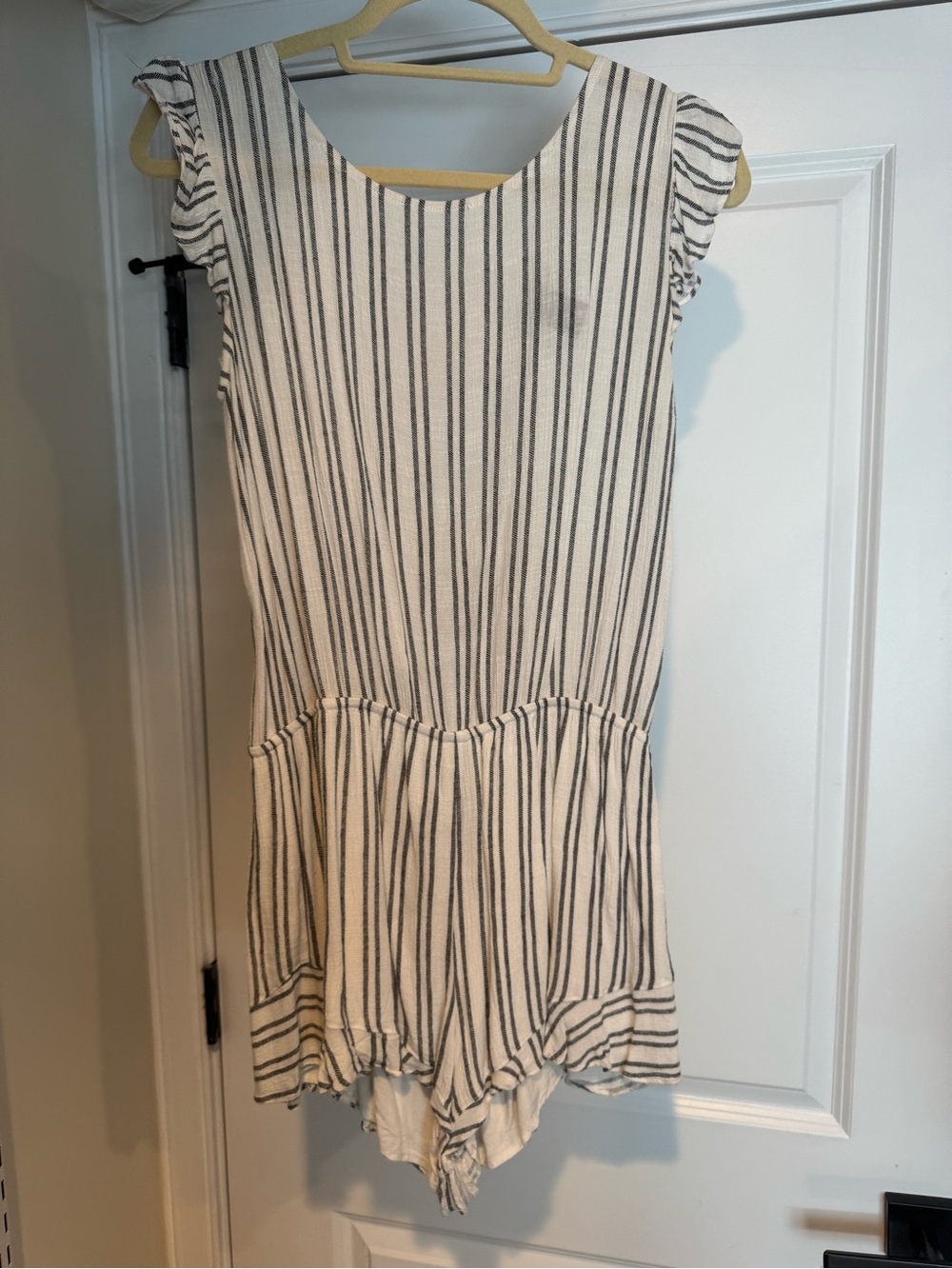 Aqua Cream and Black Striped Mini Dress
